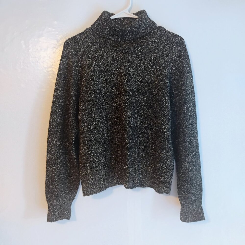 Jones New York Wool Blend Turtleneck Sweater | Gray Speckled | Size M